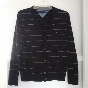 Tommy Hilfiger black gray striped cardigan